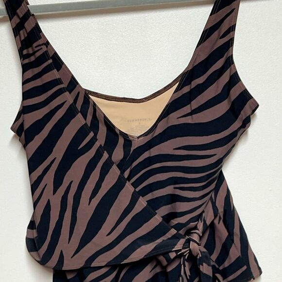 Summersalt Swimsuit The Tie Waist Backflip - Modern Zebra in Chocolate Sz 8 - Picture 8 of 8